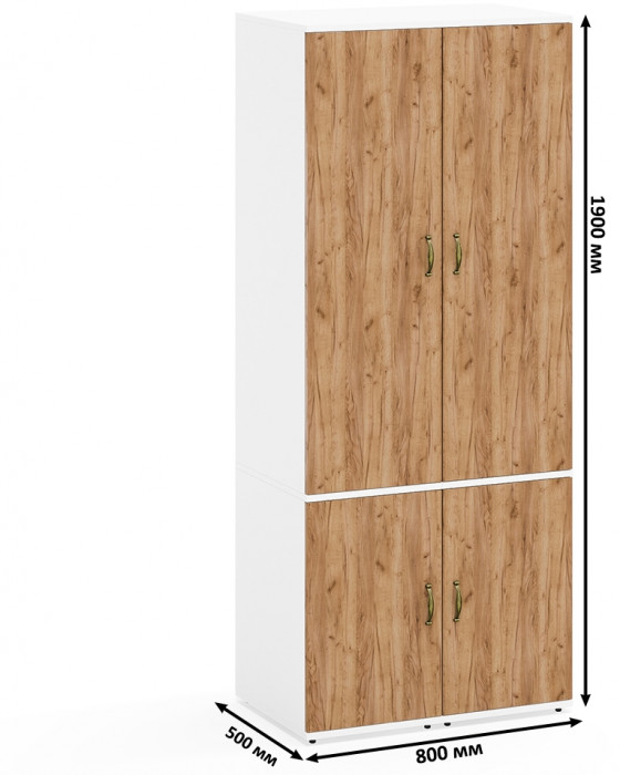 Лидер-8 Пенал МД 23Б 2 шт., белый шагрень/крафт золото