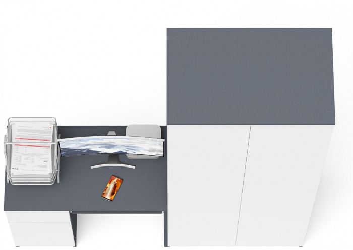 Мори компьютерный стол МС-1 левый + Шкаф МШ800.1, графит/белый