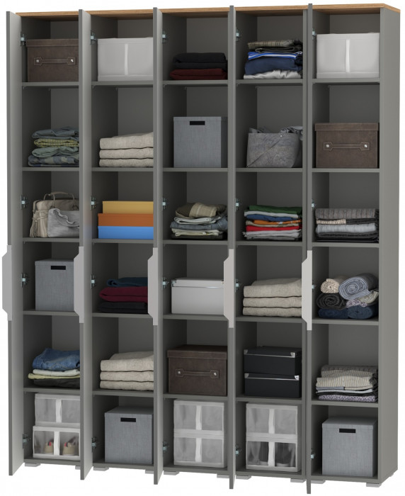 Октава Набор шкафов 46, серый графит/дуб крафт золотой/фасады МДФ серый графит