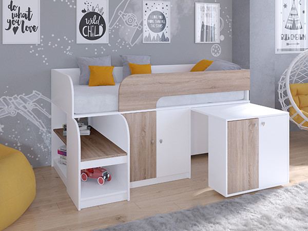 Кровать чердак Астра 9 V8 Белый/Сонома