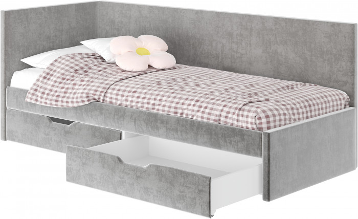 Кровать односпальная "Лео" КР-49 Белый/Хром/ЛДСП настил