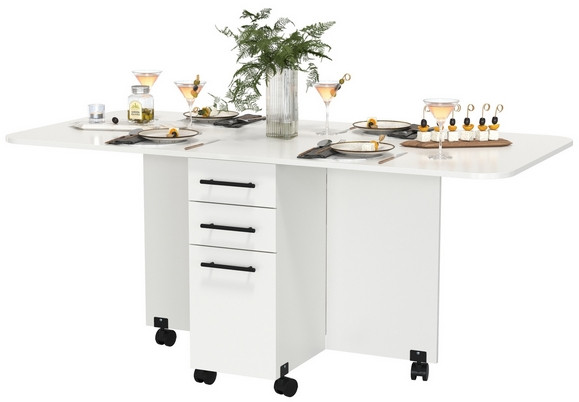 Стол-книжка с ящиками 1-6702бел, цвет белый, ШхГхВ 38х80х74 см. сложенный, разложенный два размера: 103/167х80х74 см.