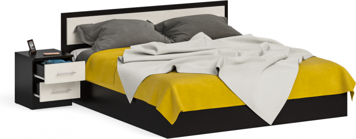 Фиеста Кровать 1800 + тумба, цвет венге/дуб лоредо, ШхГхВ 225х203,5х80 см., сп.м. 1800х2000 мм., б/м, основание есть