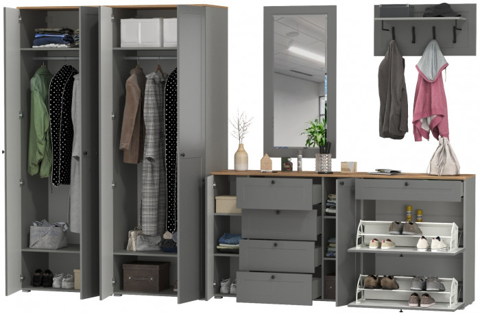 Остин Прихожая 60, серый графит/дуб крафт золотой