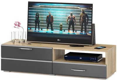 Тумба под ТВ Ларго 1, корпус дуб сонома/фасады МДФ графитово-серый глянец