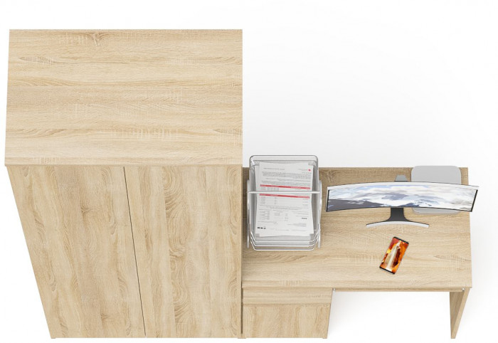 Мори компьютерный стол МС-1 левый + Шкаф МШ800.1, дуб сонома