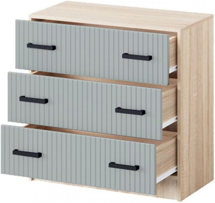 Карина-6 МДФ Комод 3 ящика (Фисташка, Дуб Сонома)
