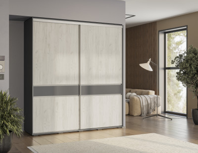 Шкаф-купе "Крафт-10" Графит/Крафт белый