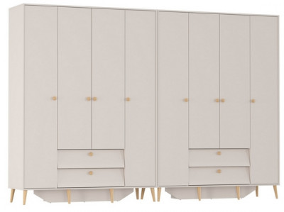 Афина Спальня Шкаф 4-х дверный с двумя ящиками х 2, цвет кашемир серый, ШхГхВ 320х56,3х220 см.