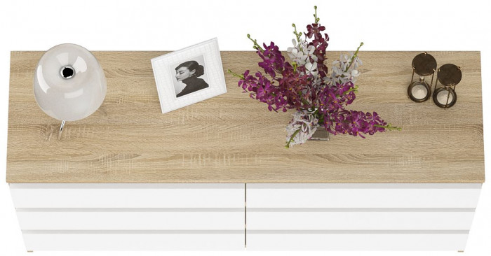 Мори Комод МК1380.6, дуб сонома/белый