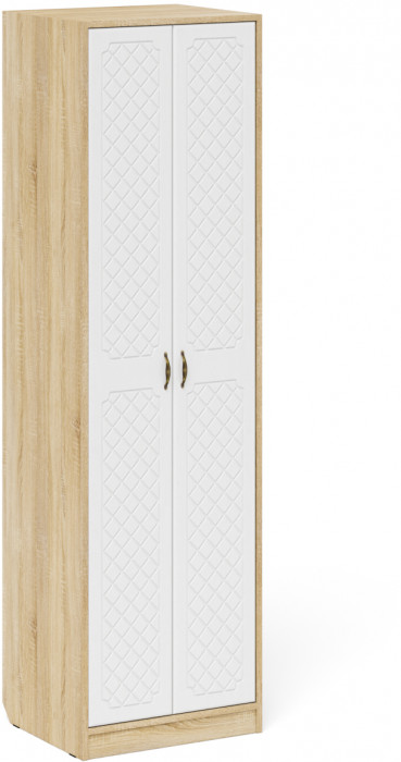 Прихожая П-6 Компоновка № 16, цвет дуб сонома/фасады МДФ белое дерево фрезеровка ромб, ШхГхВ 110х50х210 см., универсальная сборка