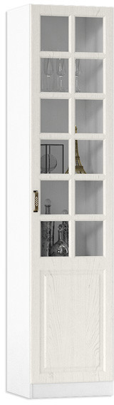 Ливерпуль Шкаф-витрина, ясень ваниль/белый