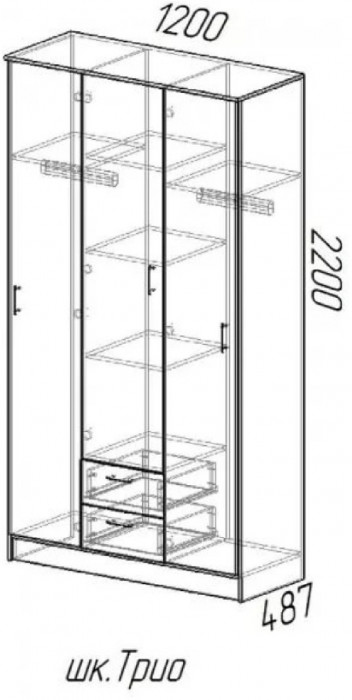 Трио Шкаф трёхдверный, ясень, Ясень шимо