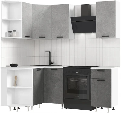 Угловая кухня Рио NEW ЛДСП 2,0х1,3м бетон светлый/бетон темный (антарес)