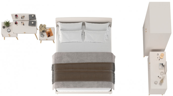 Афина Спальня 24-1600, цвет кашемир серый, сп.м. 1600х2000 мм., б/м, основание есть - фанера