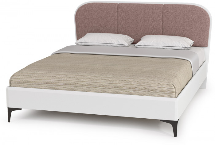 Валенсия Спальня 11.36.02 Кровать + ортопед + две Тумбы, цвет ЛДСП белый шагрень/МДФ бел шагр/ткань велутто 19, ШхГхВ 278х204х103,8 см, 1600х2000, б/м