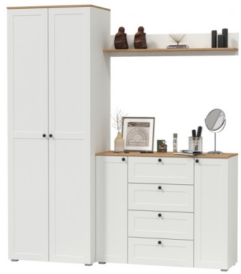 Остин Прихожая 62, белый шагрень/дуб крафт золотой