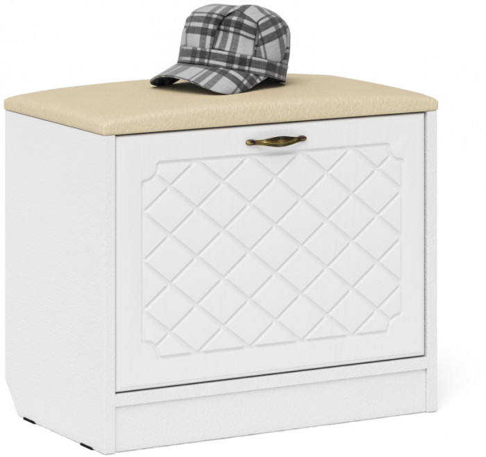 Прихожая П-6 Тумба, белая шагрень/фасады МДФ белое дерево фрезеровка ромб