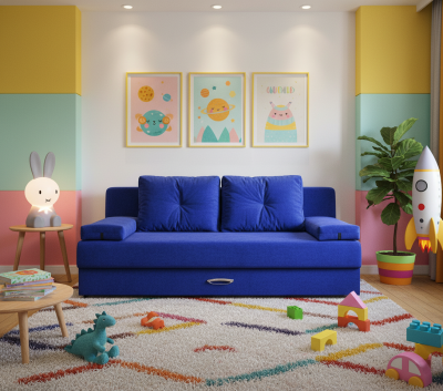 Диван-еврокнижка Амстердам Мини люкс, 150, велюр синий