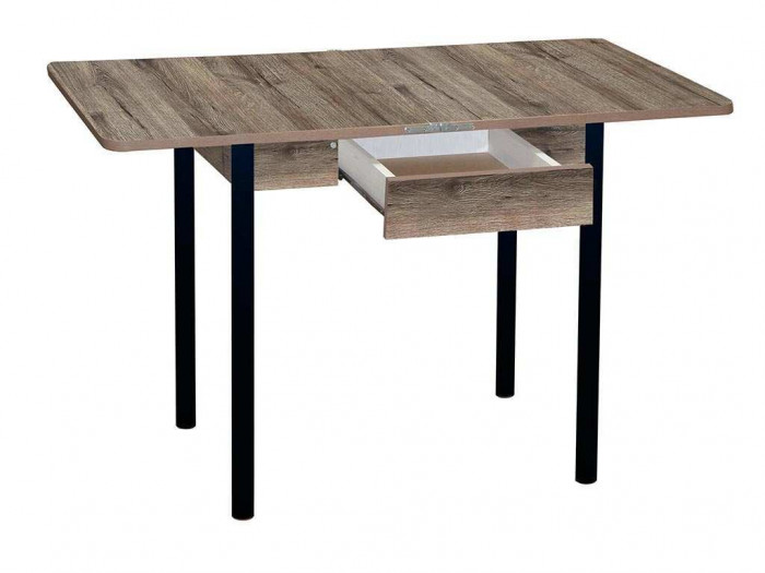 Эко 80х60 стол обеденный раскладной с ящиком / велингтон/черный