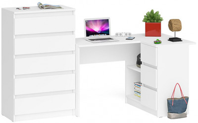 Мори компьютерный стол МС-16 правый + Комод МК700.5, белый