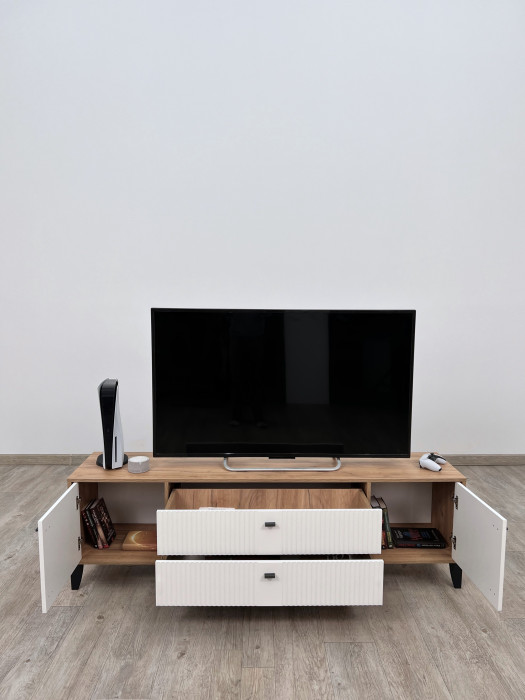 Тумба ТВ Парус-10 дуб крафт золотой/карбон латте