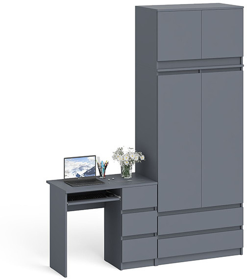 Мори компьютерный стол МС-6 правый + Шкаф МШ900.1 + Антресоль МА900.1, графит