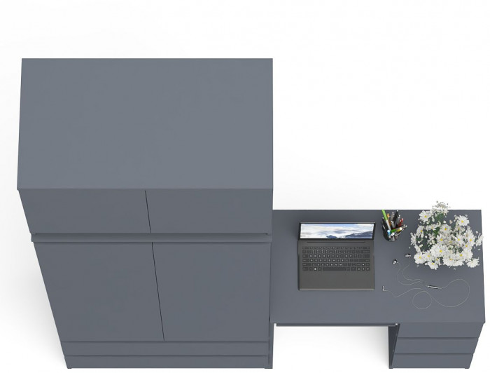 Мори компьютерный стол МС-6 правый + Шкаф МШ900.1 + Антресоль МА900.1, графит