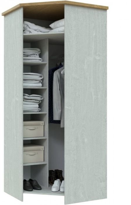 Шкаф угловой для одежды "Скандинавия" - Бетон пайн светлый/Дуб наварра