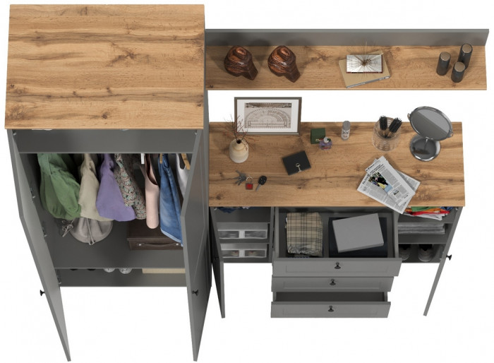 Остин Прихожая 62, серый графит/дуб крафт золотой