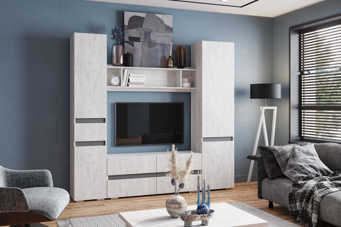 Пенал ПН-01 Мрия, Бетон пайн светлый, графит