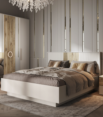 Кровать двуспальная 160х200 "Виола-1" - Персидский жемчуг/Шаде песочный