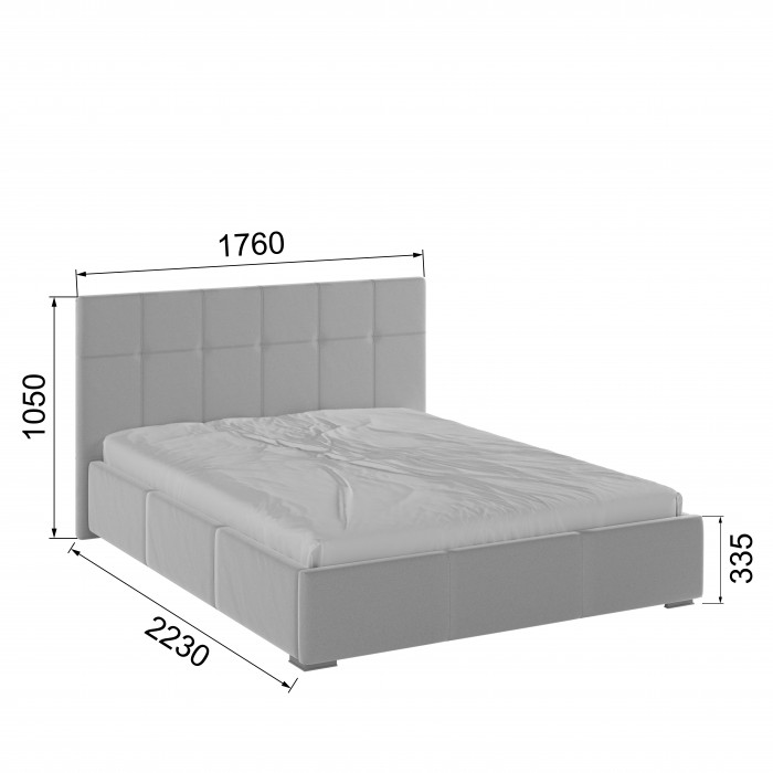 Рио Кровать интерьерная 160 светло-серый квадрат, ПМ