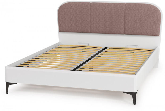 Валенсия Спальня 11.36.02 Кровать БЕЗ ортопеда, цвет ЛДСП белый шагрень/МДФ бел шагрень/ткань велутто 19, ШхГхВ 174х204х103,8 см., 1600х2000, б/м, б/о