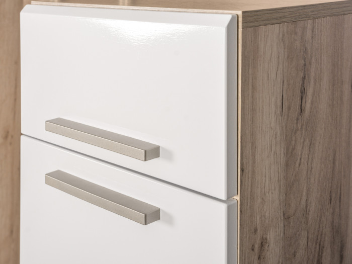 Лайн Прихожая № 13, дуб крафт серый/фасады МДФ белый глянец