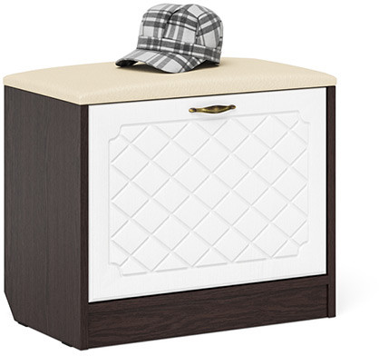 Прихожая П-6 Тумба, венге/фасады МДФ белое дерево фрезеровка ромб