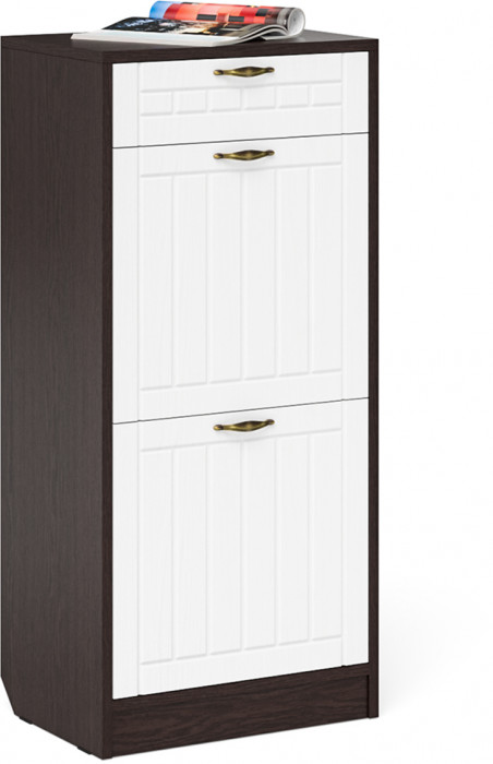 Прихожая П-6 Компоновка № 17, цвет венге/фасады МДФ белое дерево фрезеровка прованс, ШхГхВ 110х50х210 см., универсальная сборка