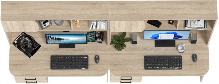 Два стола рабочих 6-0606дубсон Сигма, дуб сонома