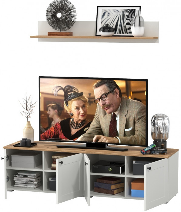 Остин Прихожая 64, белый шагрень/дуб крафт золотой