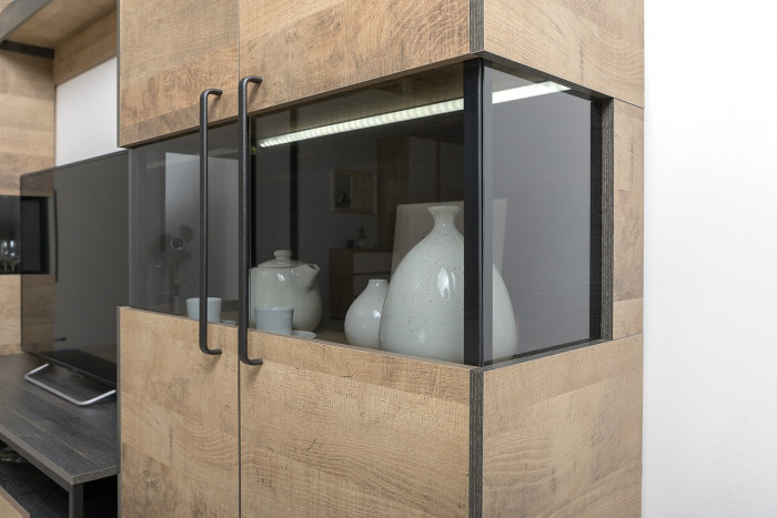 Трувор 13.307.01 Комод + 13.306 Комод с витриной, дуб гранж песочный/интра