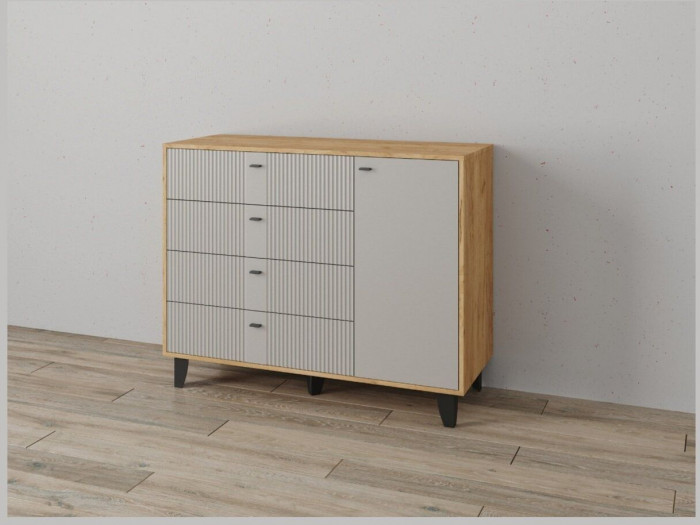 Комод Катрин-13 дуб крафт золотой/сантьяго софт