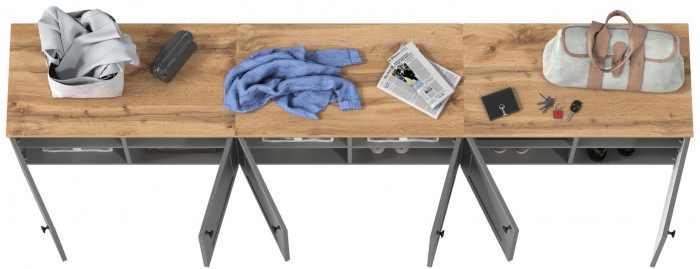 Остин 13.257 Тумба + 13.257 Тумба + 13.257 Тумба, серый графит/дуб крафт золотой