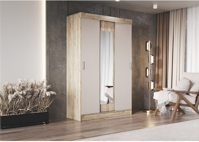 Шкаф-купе Басямиф, Крафт серый/Кашемир