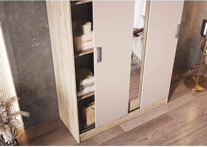 Шкаф-купе Басямиф, Крафт серый/Кашемир