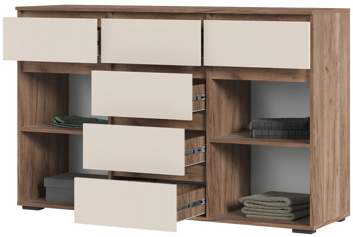 Хелен КМ 05 Комод 6 ящиков (1502х958х460) кашемир/дуб крафт табачный