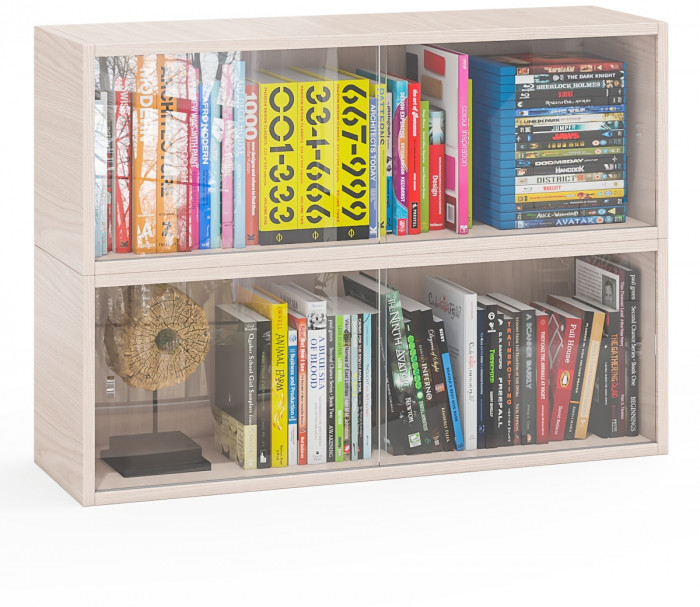 Две полки книжных С-МД-КН01, ясень шимо светлый