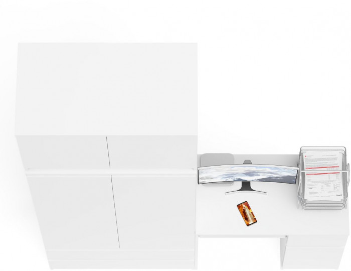 Мори компьютерный стол МС-1 правый + Шкаф МШ900.1 + Антресоль МА900.1, белый