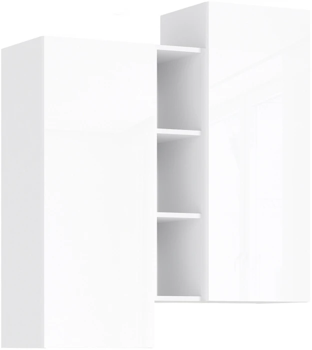 Норд Шкаф подвесной комбинированный, Белый/Белый глянец