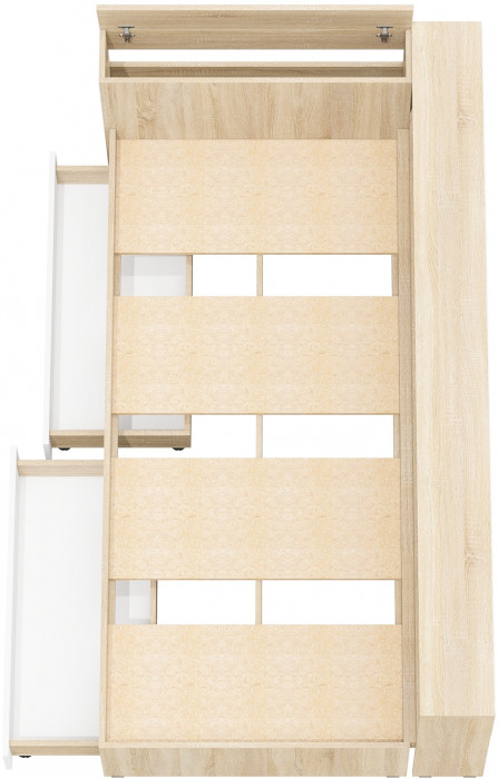 Ксения Кровать с ящиками 0900 + прикроватный блок, дуб сонома/белый