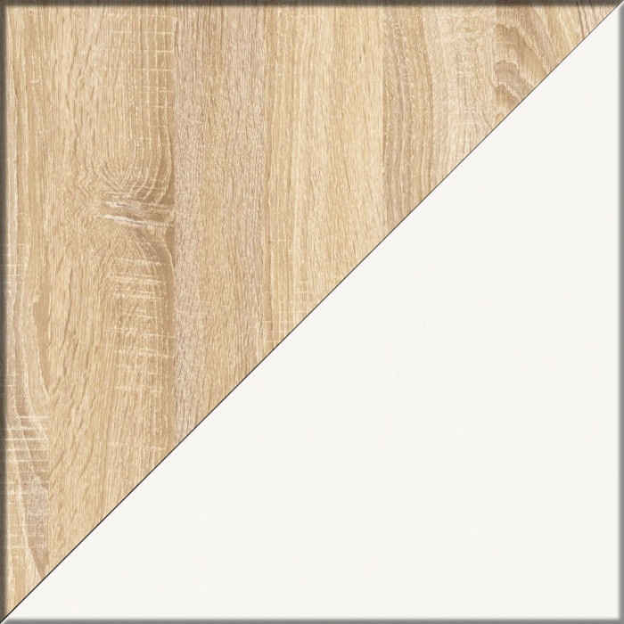 Ксения Кровать с ящиками 0900 + прикроватный блок, дуб сонома/белый